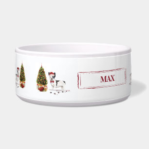 Black and White French Bulldog Christmas Dog  Bowl