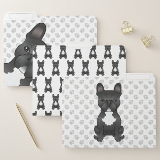 Black And White French Bulldog Cute Cartoon Dog File Folder