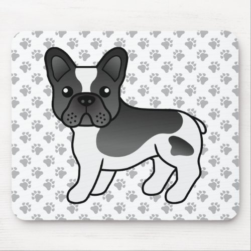 Black And White French Bulldog Cute Cartoon Dog Mouse Pad