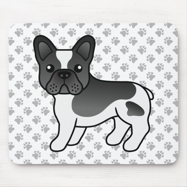 Black And White French Bulldog Cute Cartoon Dog Mouse Pad (Front)