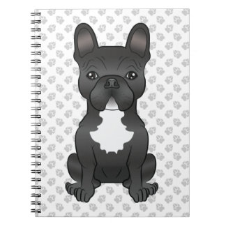 Black And White French Bulldog Cute Cartoon Dog Notebook