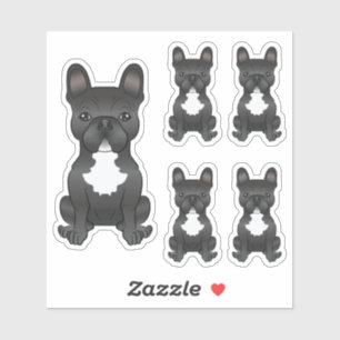 Black And White French Bulldog Cute Cartoon Dog Sticker