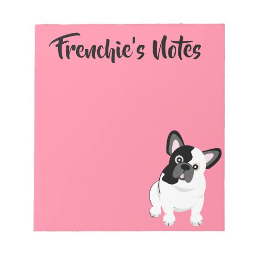 Black and White French Bulldog Cute Puppy Notepad