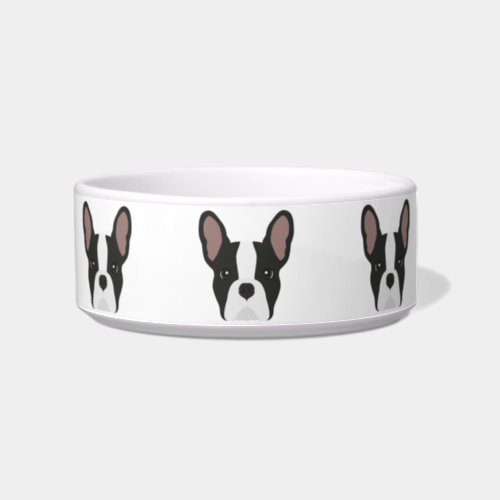 Black and White French Bulldog Dog Bowl