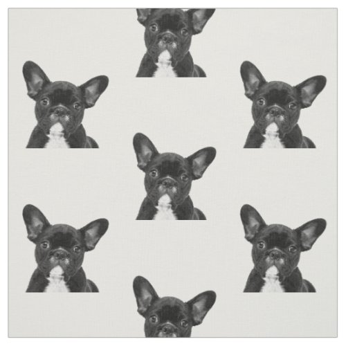 Black and White French Bulldog Fabric