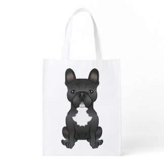 Black And White French Bulldog / Frenchie Cute Dog Grocery Bag