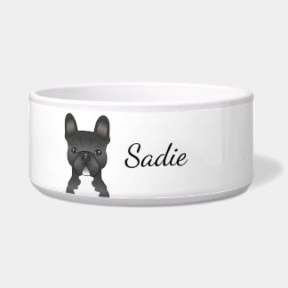 Black And White French Bulldog / Frenchie &amp; Name Bowl