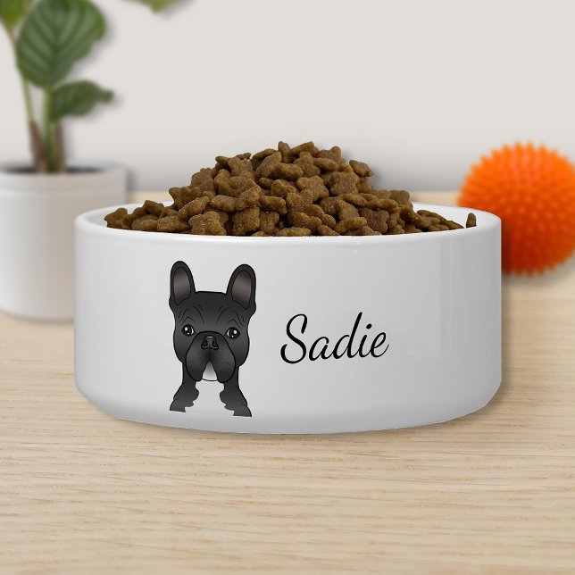 Black And White French Bulldog / Frenchie & Name Bowl (Creator Uploaded)