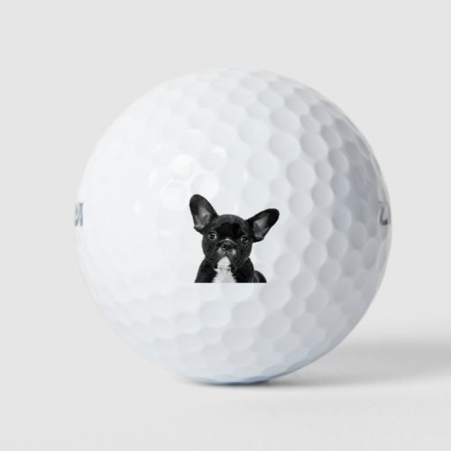 Black and White French Bulldog Portrait Golf Balls