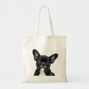 Black and White French Bulldog Portrait Tote Bag