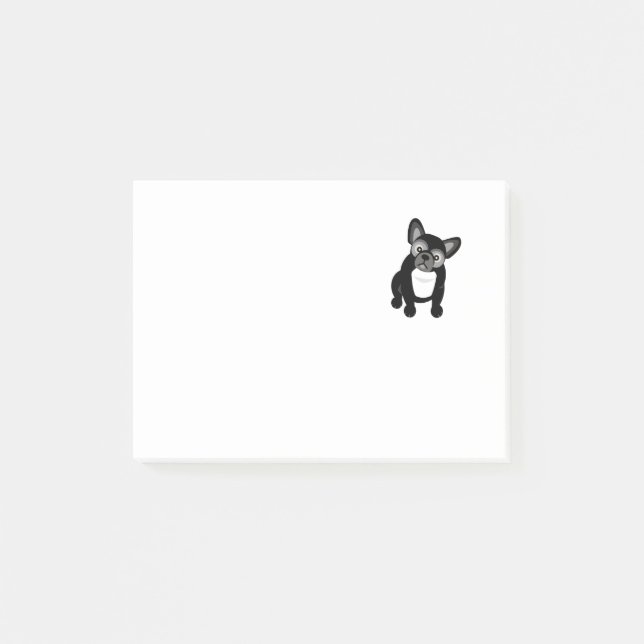 Black and White French Bulldog Post-it Notes (Front)
