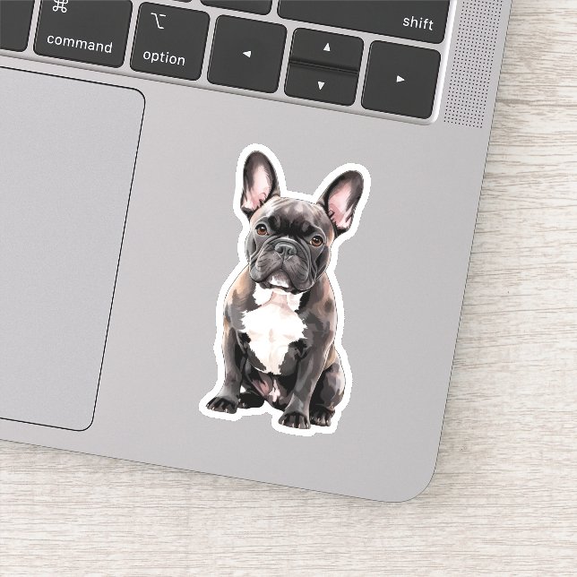 Black and White French Bulldog  Sticker (Detail)