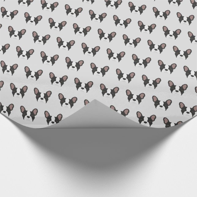 Black and White French Bulldog Wrapping Paper (Corner)