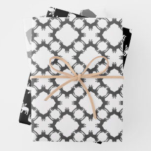Black and White French Bulldogs Wrapping Paper Sheets