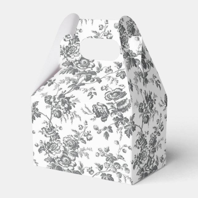 Black and White French Canvas Party Favor  Favor Boxes (Back Side)
