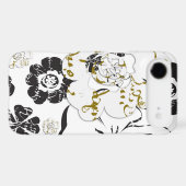 Black and white French Script Floral iPhone 4 case (Back (Horizontal))