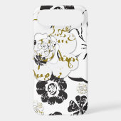 Black and white French Script Floral iPhone 4 case (Back)