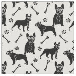Black and White Frenchie Dogs Fabric