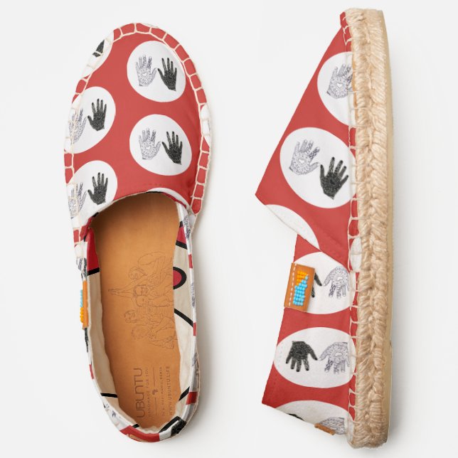Black and White Friendship Hands  Espadrilles (Side)