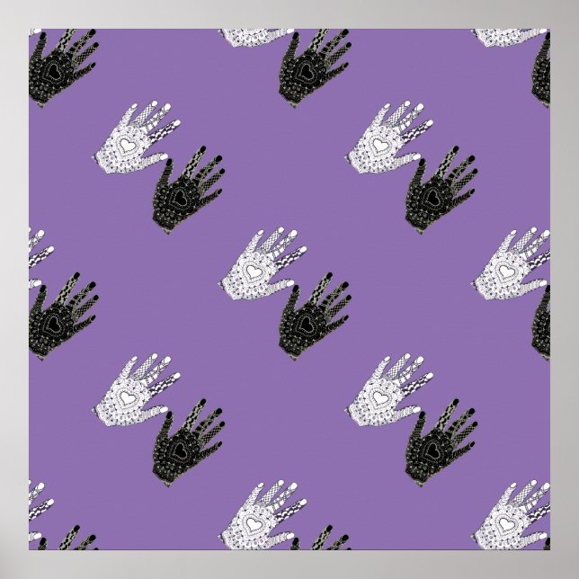 Black and White Friendship Hands Poster (Front)