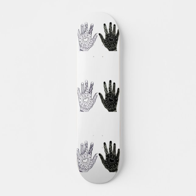 Black and White Friendship Hands Skateboard (Front)