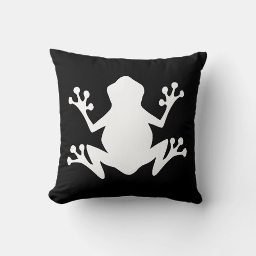 Black and White Frog Throw Pillow