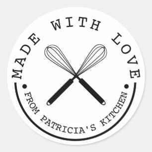 Black And White From The Kitchen Made With Love Classic Round Sticker