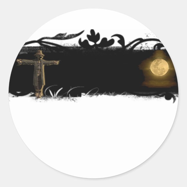 Black and White Full Moon Classic Round Sticker (Front)