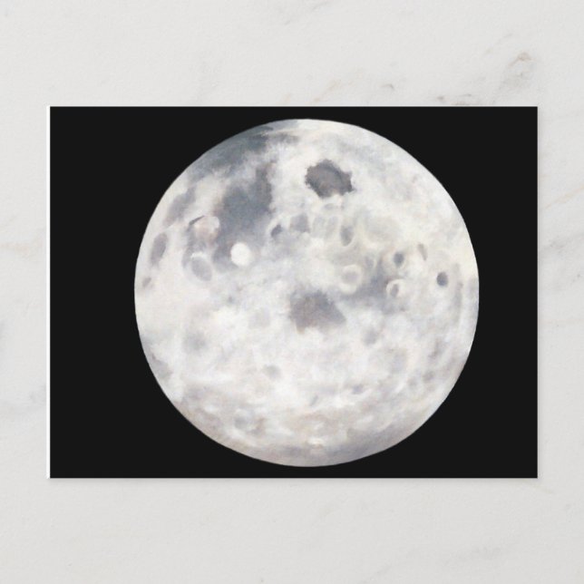 Black and White Full Moon Oil Painting Postcard (Front)