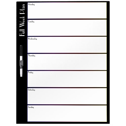 Black And White Full Week Planner Dry Erase Board