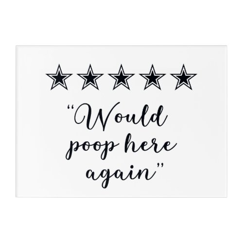 Black And White Fun 5 Star Bathroom Sign Acrylic Print