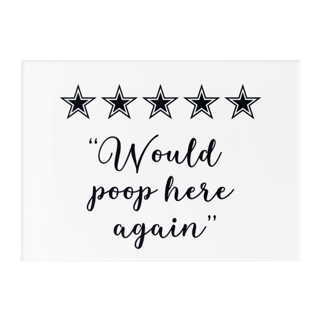 Black And White Fun 5 Star Bathroom Sign Acrylic Print (Front)