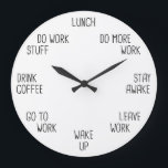 Black and White Fun Adulting Work Clock for Office<br><div class="desc">Do you need to remind your employees what they should be doing? Do you know someone who just joined the work force? This fun "adulting" clock tells you what you should be doing instead of the actual time. Perfect for the home or office, this item makes a great gift for...</div>
