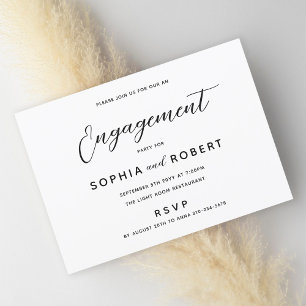 Black and White Fun Casual Engagement Party Invitation