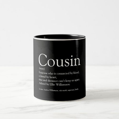Black and White Fun Cool Cousin Definition Two_Tone Coffee Mug