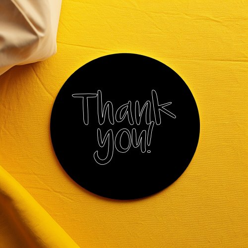 Black and white fun text thank you sticker