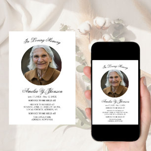 Black and white Funeral In Loving Memory, Funeral  Invitation