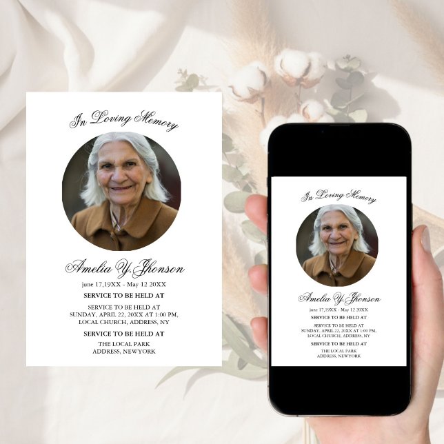 Black and white Funeral In Loving Memory, Funeral  Invitation (Creator Uploaded)