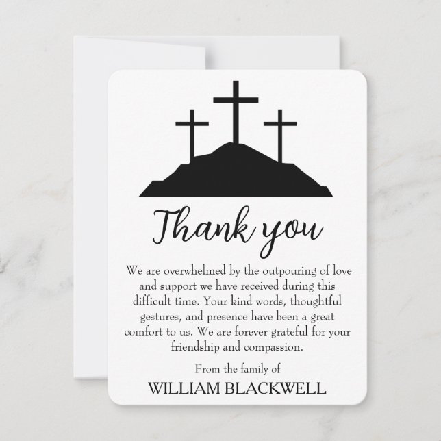 black and white funeral thank you cards (Front)
