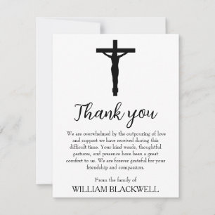black and white funeral thank you cards