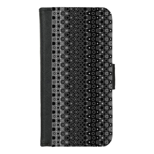 Black and White Funky Cool Pattern iPhone Wallet Case (Front)