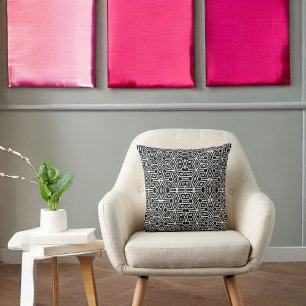 Black and White Funky Cubism Neo Geo Abstract Throw Pillow