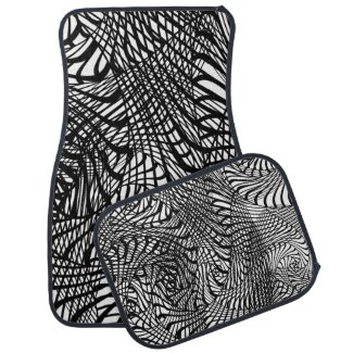 Black And White Funky Modern Patterned Car Mat
