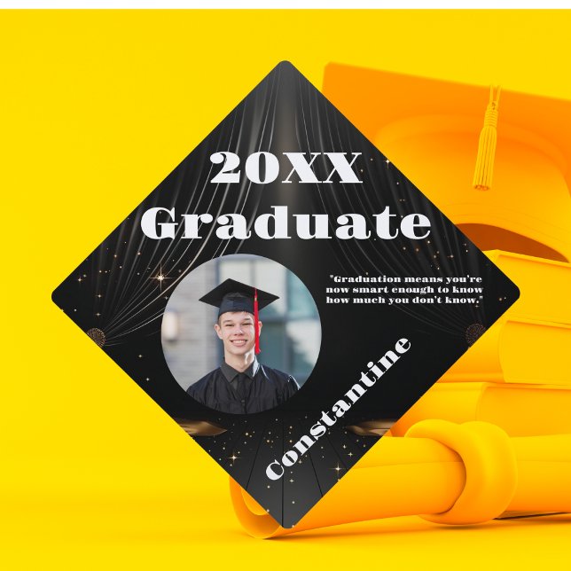 Black and White Funny Advice For Graduate Photo Graduation Cap Topper (Creator Uploaded)