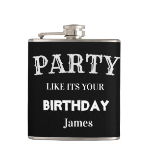 Black and White Funny Birthday Groomsman  Flask