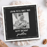 Black and White Funny Birthday Photo Napkins<br><div class="desc">Black and White Funny Birthday Custom Photo Napkins Personalized |
Happy 40th 50th 60th 70th 80th Birthday Party Custom Napkins with Photo | 
Personalize these napkins with custom text.
You could change the background color as well.</div>