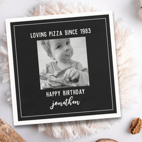 Black and White Funny Birthday Photo Napkins