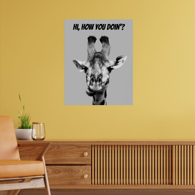 Black and white Funny Giraffe Poster (Living Room 2)