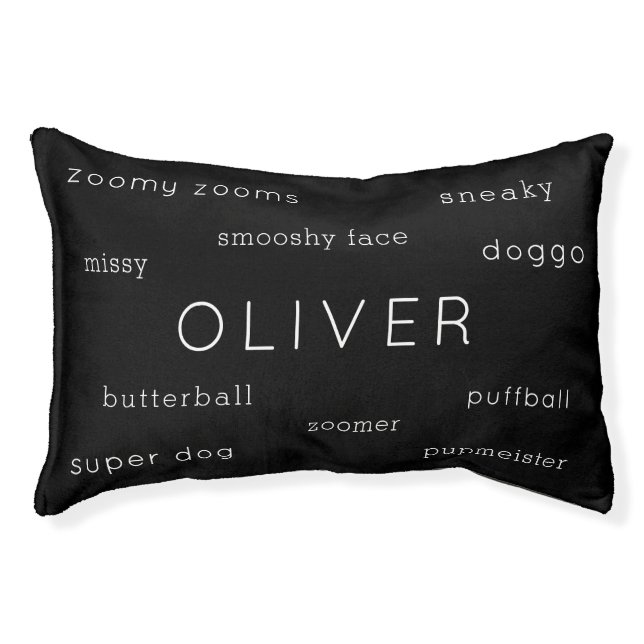 Black and White Funny Nicknames Printed Name Dog Pet Bed (Front)