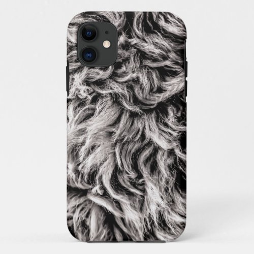 Black and White Fur pattern _ Furry background iPhone 11 Case